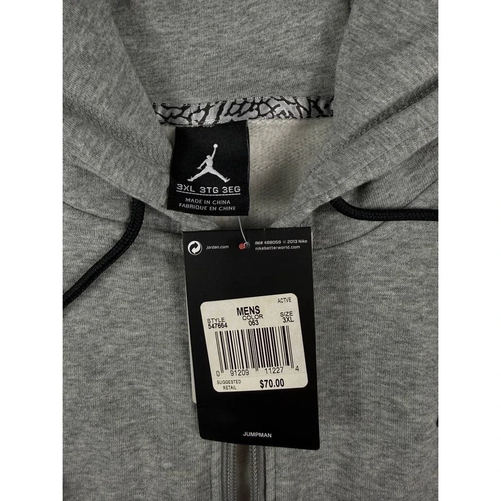 Nike Air Jordan 23/7 Jumpman Full-Zip Hoodie 547664-063 Gray Men's Size 3XL